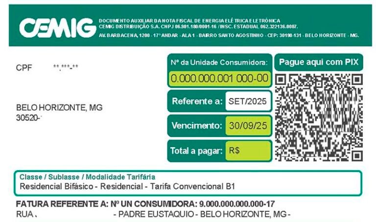Cemig muda layout da fatura de energia e reforça alerta contra golpes