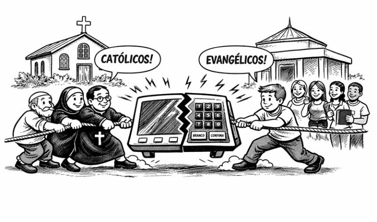 Intenção de voto de católicos e evangélicos nas eleições presidenciais de 2018 a 2026