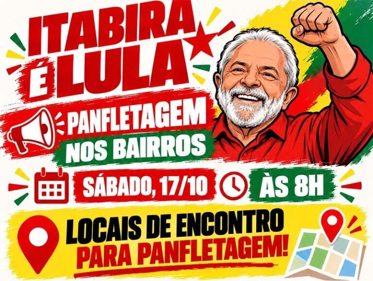 Sindicalista lidera grupo de ativistas pró‑Lula em panfletagem neste sábado em Itabira