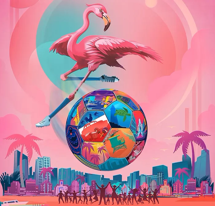Artista brasileiro Rubem Robierb cria o pôster oficial de Miami para a Copa do Mundo FIFA 2026