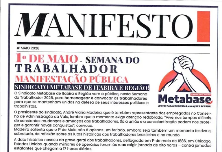 Sindicato Metabase lança “Manifesto” aos trabalhadores alertando para os riscos de retrocessos nas eleições de 2026